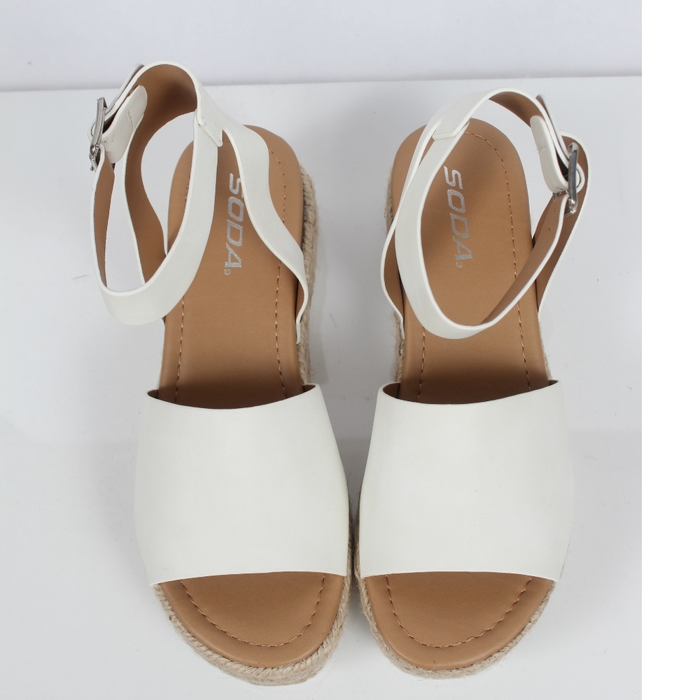Off White Open Toe Halter Espadrille Sandals - Picture 4 of 5
